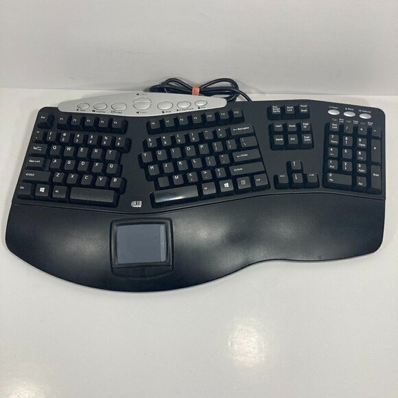 ADESSO PCK-308UB BLACK Wired Ergonomic Contoured Multimedia Touchpad Keyboard - Picture 1 of 10